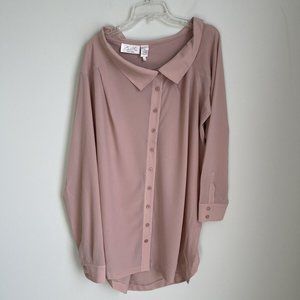 Byron Lars Beauty Mark Blush Pink Off the Shoulder Georgette Blouse